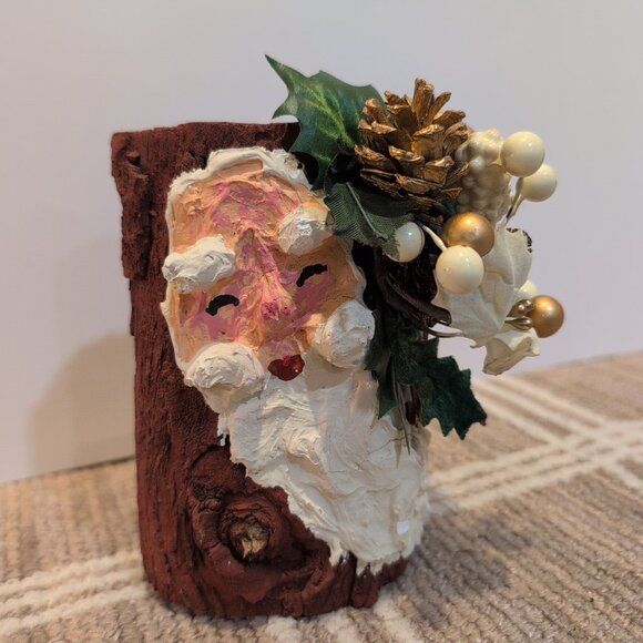 Handmade Other - Handmade Wooden Tree Branch Santa Decoration Hand Painted